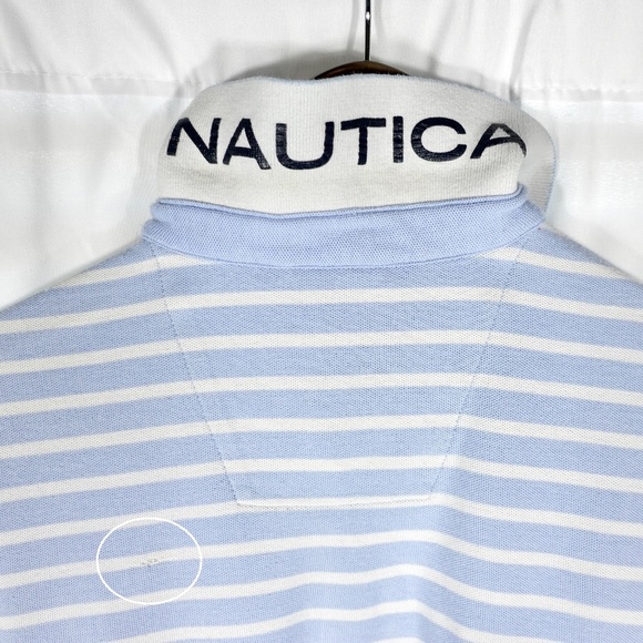 Men's | Nautica | Light Blue Horizontal Striped Polo Shirt Top - Picture 8 of 12